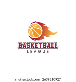 Basketball championship vector logo, orange blue elegant colorful basket ball team logo with stars and badge