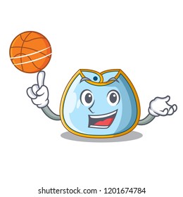 With basketball character baby bib for feeding toddler