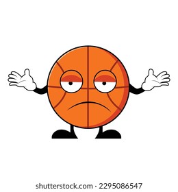 Basketball character cartoon with confused gesture. Mascot Character vector.