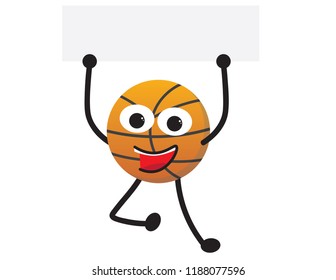 Basketball character holding white sign