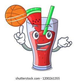 With basketball character tasty beverage fruit watermelon juice