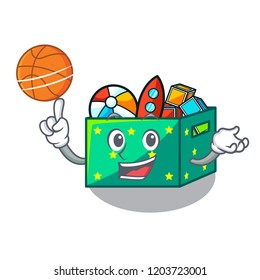 With basketball character wooden box of kids toys