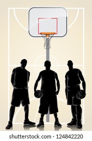 Basketball characters silhouette background