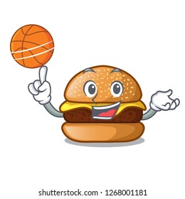 With basketball cheese burger isolated on a mascot