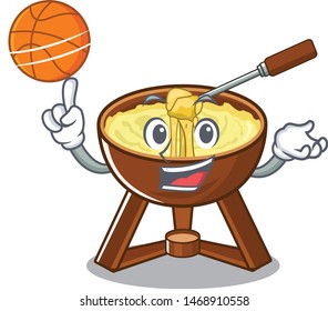 With basketball cheese fondue isolated in the character