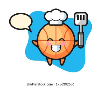 Basketball chef cartoon is cooking