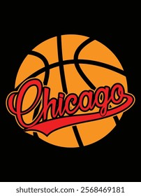 Basketball Chicago City Vintage Art File.