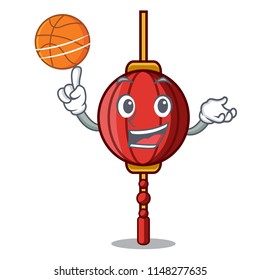 With basketball chinese lantern character cartoon