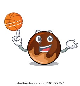 With basketball chocolate donut character cartoon