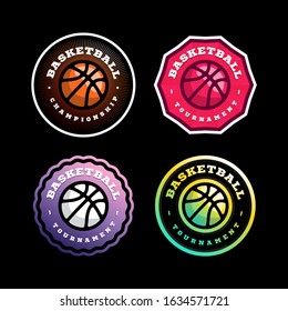 Basketball circular vector logo Set. Modern professional Typography sport retro style vector emblem and template logotype design. Basketball colorful logo collection