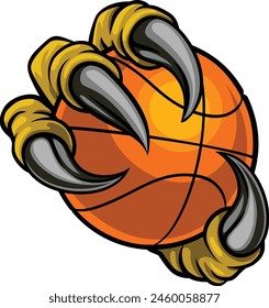 A basketball claw sports illustration of an eagle or animal monster hand holding ball 