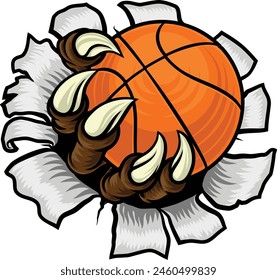 A basketball claw sports illustration of an eagle or animal monster hand holding ball 