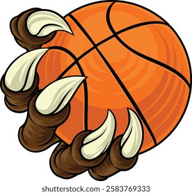 A basketball claw sports illustration of an eagle or animal monster hand holding ball 