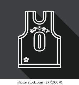 basketball clothing flat icon with long shadow, line icon