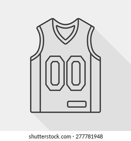 basketball clothing flat icon with long shadow, line icon