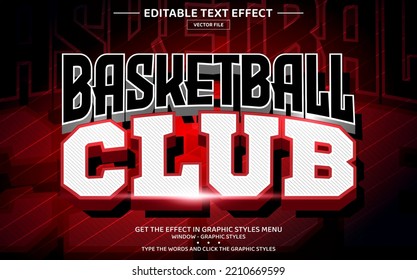 Basketball club 3D editable text effect template