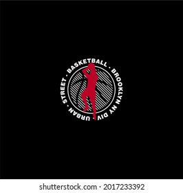 Basketball Club Emblem Badge Logo design with sword