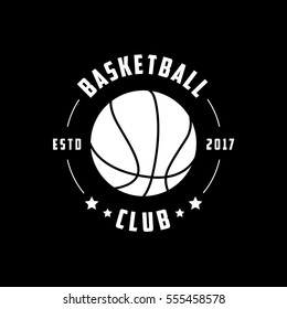 Basketball Club Emblem Flat Icon On Black Background