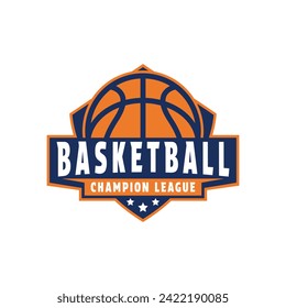 Basketball club logo design sport tournament with shield emblem badge