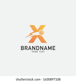 Basketball club logo design vector template illustration. Letter X with basketball ball logo design