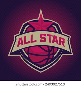 Basketball Club Logo, Emblem. All Star. Sportabzeichen-Vektorillustration