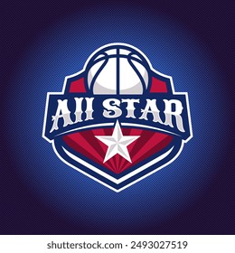 Basketball club logo, emblem. All Star logo. Sport badge vector illustration