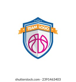Basketball club logo. Basketball club emblem, design template on dark background