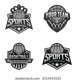 Basketball club logo. Basketball club emblem, design template on dark background
