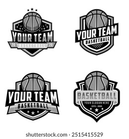 Basketball club logo. Basketball club emblem, design template on dark background