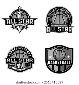 Basketball club logo. Basketball club emblem, design template on dark background