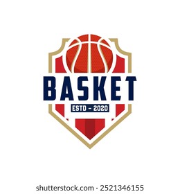 Basketball club logo. Basketball club emblem, design template on dark background