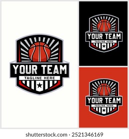 Basketball club logo. Basketball club emblem, design template on dark background