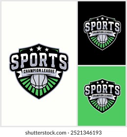 Basketball club logo. Basketball club emblem, design template on dark background