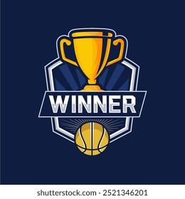 Basketball club logo. Basketball club emblem, design template on dark background