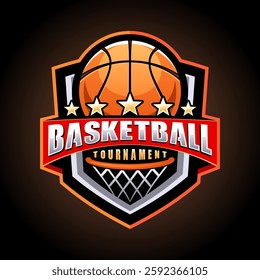 Basketball club logo, emblem, design with ball