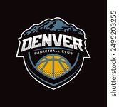 Basketball club logo, emblem, designs with ball. Denver, Colorado badge vector illustration