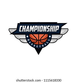 Basketball club logo, emblem, designs with ball. Sport badge vector illustration