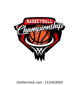 Basketball club logo, emblem, designs with ball. Sport badge vector illustration