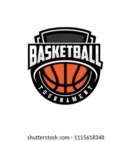 Basketball club logo, emblem, designs with ball. Sport badge vector illustration