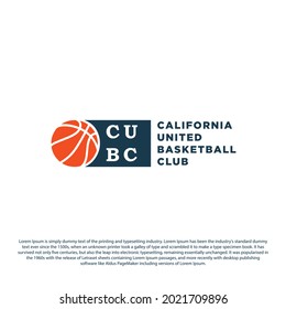 Basketball club logo, emblem, designs with ball. Sport badge vector illustration minimalist design
