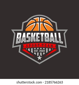 Basketball club logo, emblem, designs with ball. Sport badge vector illustration