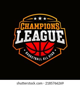Basketball club logo, emblem, designs with ball. Sport badge vector illustration