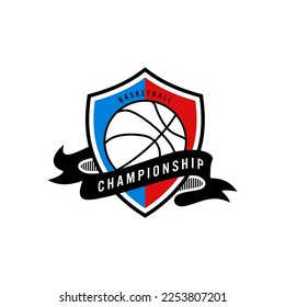 Basketball club logo, emblem, designs with ball. Sport badge vector illustration
