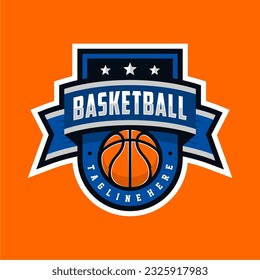 Basketball club logo, emblem, designs with ball. Sport badge vector illustration
