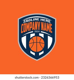 Basketball club logo, emblem, designs with ball. Sport badge vector illustration