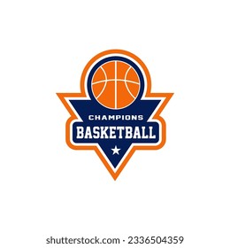Basketball club logo, emblem, designs with ball. Sport badge vector illustration