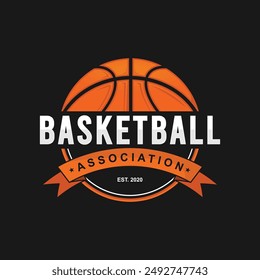 Basketball club logo, emblem, designs with ball. Sport badge vector illustration