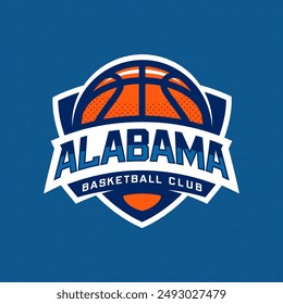 Basketball club logo, emblem, designs with ball. Alabama Sport badge vector illustration