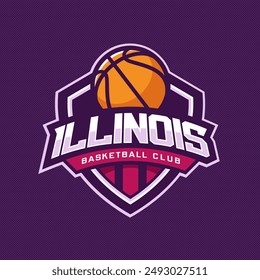 Basketball club logo, emblem, designs with ball. Illinois Sport badge vector illustration