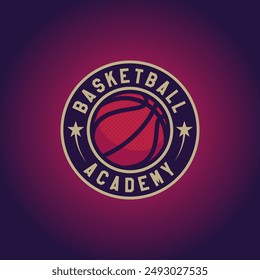 Basketball Club Logo, Emblem, Designs mit Ball. Basketball Akademie Abzeichen Vektorillustration